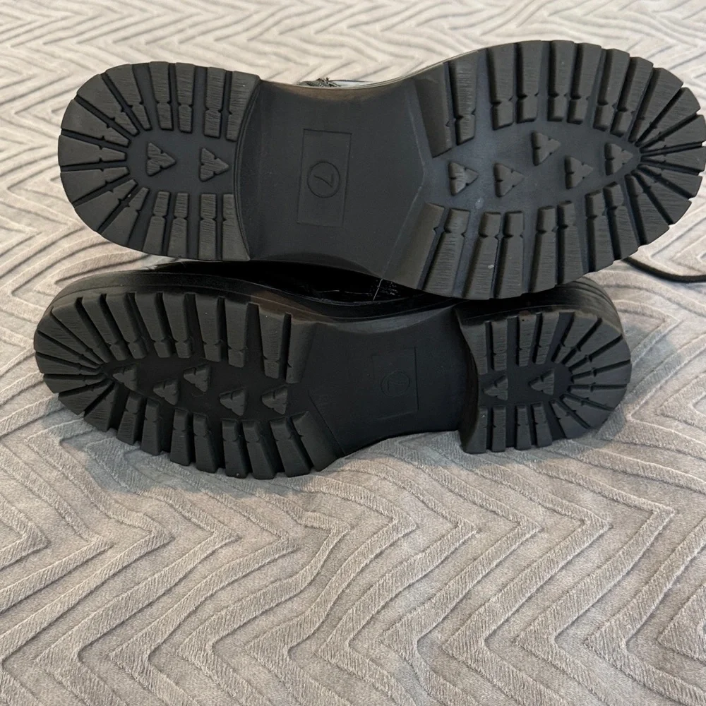 A New Day Black Croc-Embossed Lace-Up Comabt Boots - Picture 9 of 14